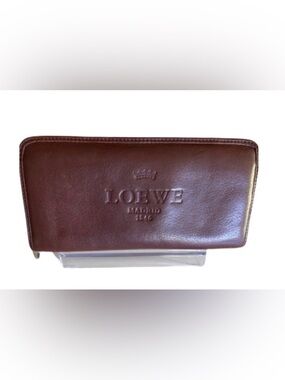 LOEWE RARE MADRID BROWN LEATHER LONG WALLET AUTHENTIC